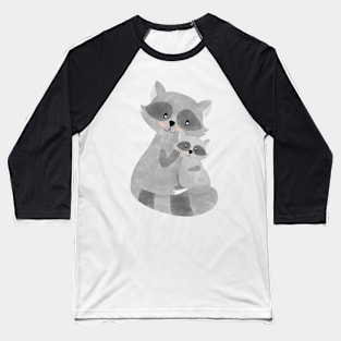 Raccoon Mom And Baby Baseball T-Shirt